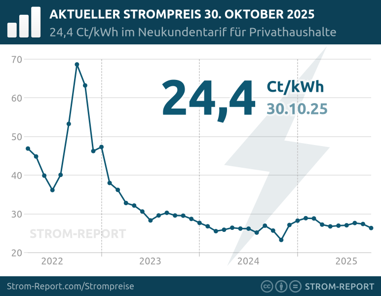 Tagesaktueller Strompreis für private Verbraucher (bundesdeutscher Schnitt)